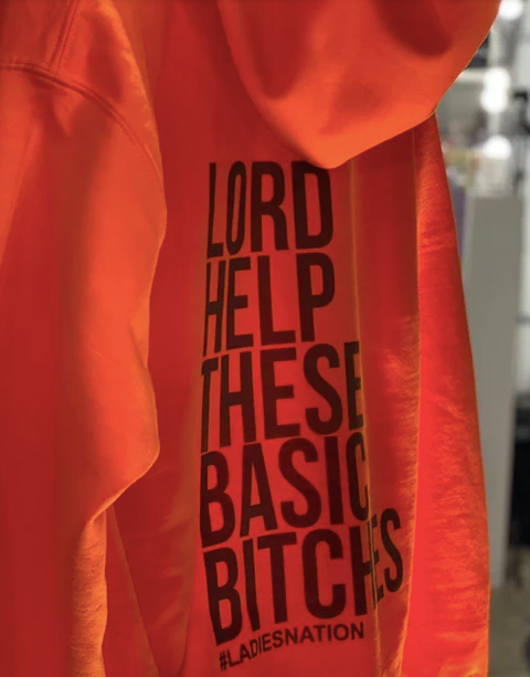 BASIC BITCHES HOODIE NEON ORANGE