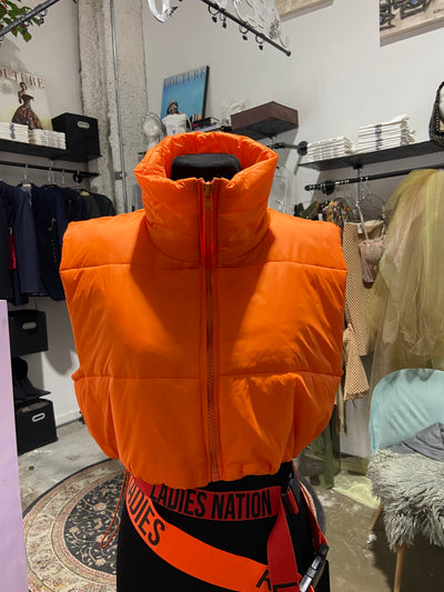 NEON ORANGE PUFFER VEST SAMPLE
