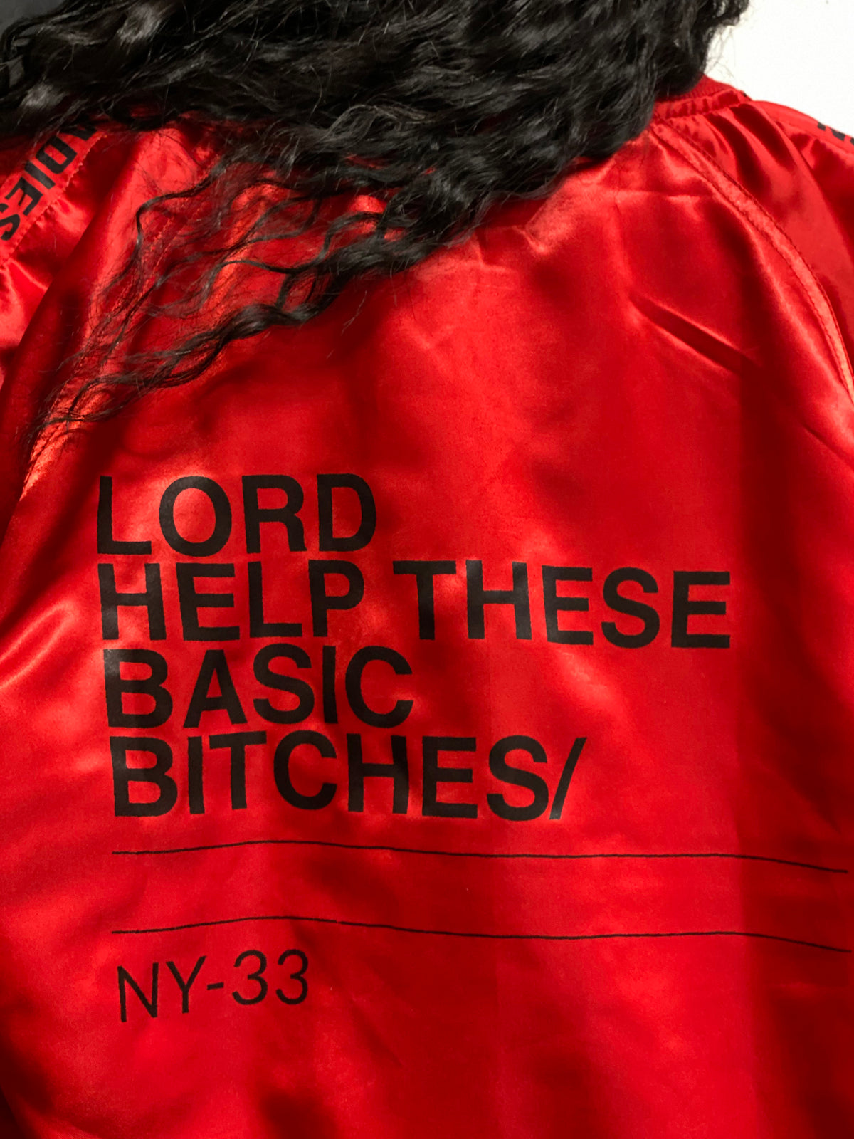 Basic Bishes Satin Varsity Jacket Red